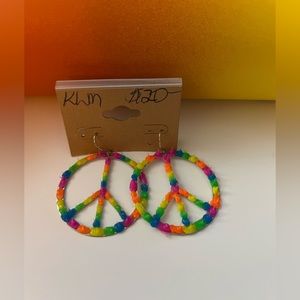 Vintage Tie Dye Peace Earrings
